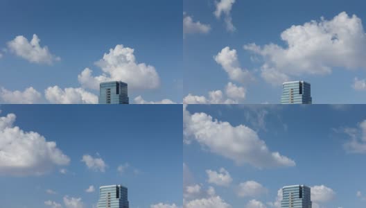 4K延时:蓝天白云与摩天大楼高清在线视频素材下载