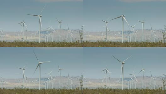 广阔的风电场在莫哈韦沙漠高清在线视频素材下载