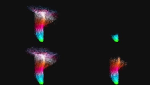 彩色粒子龙卷风在黑色空间，电力缠绕，3d渲染电脑生成背景高清在线视频素材下载