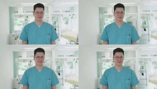 一名男护士在医院工作的肖像高清在线视频素材下载