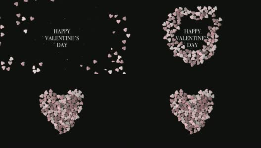 “情人节快乐”和“我爱你”的短信在心脏点缀定格运动高清在线视频素材下载