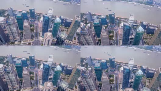 中国上海市区摩天大楼和高层办公楼鸟瞰图。亚洲智慧城市的金融区和商业中心。高清在线视频素材下载