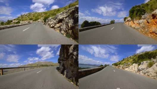 汽车POV:在西班牙马略卡岛的乡村道路上行驶高清在线视频素材下载