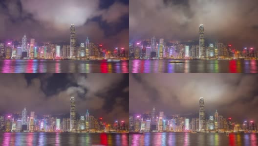 在香港维多利亚湾举行的“激光与灯光展”短片高清在线视频素材下载