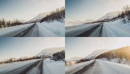 在结冰的道路上驾驶高清在线视频素材下载