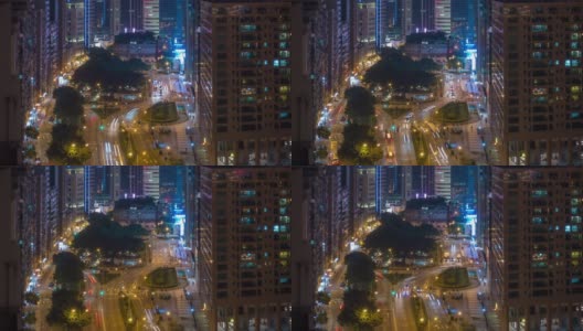 夜晚照亮澳门城市交通街道屋顶观看4k时间推移中国高清在线视频素材下载