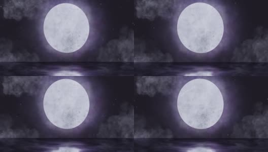 月亮在夜空中的动画高清在线视频素材下载