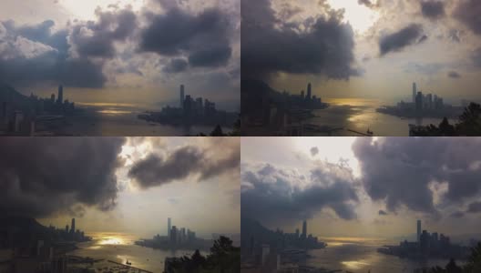 Sunset and light view of Hong Kong Island and Kowloon高清在线视频素材下载