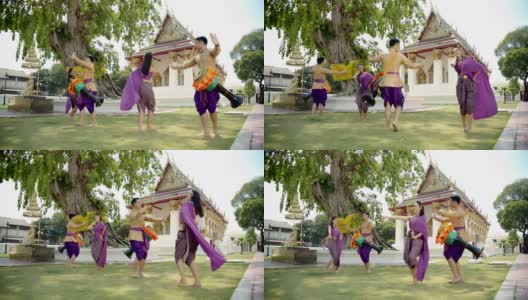 扬亚泰国传统木鼓舞表演。4 k slowmotion。高清在线视频素材下载