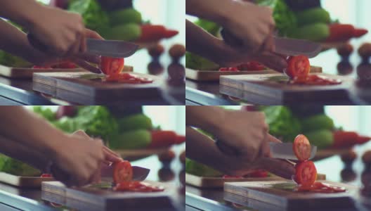 切菜板:切番茄高清在线视频素材下载