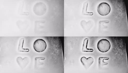 “爱”这个词，在冰融化时出现。高清在线视频素材下载