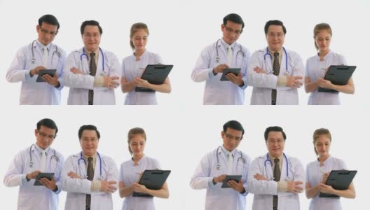 医生和护士的肖像表情，骄傲和成功高清在线视频素材下载