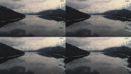 斯诺夸尔米山口的卡切斯湖冬季航拍机高清在线视频素材下载