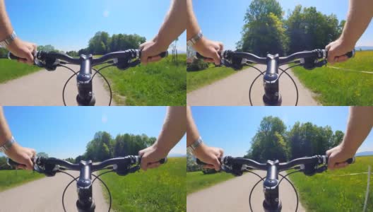 初夏在乡村公路上骑车高清在线视频素材下载