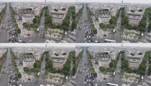 大道园路-É里斯é,视图从Arc de Triomphe高清在线视频素材下载