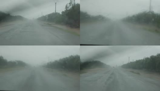 一辆车在大雨中行驶高清在线视频素材下载