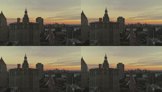 纽约市曼哈顿市中心的高架全景夜景高清在线视频素材下载