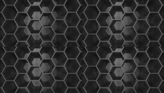 黑色六角背景。三维渲染高清在线视频素材下载