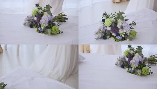 床上的新娘花束高清在线视频素材下载