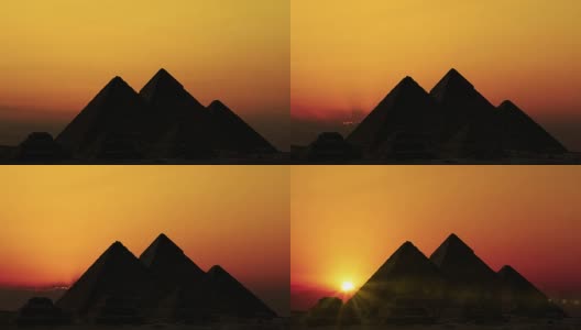 间隔拍摄。日出金字塔。吉萨埃及。高清在线视频素材下载