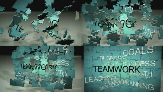 团队3D拼图商业动画高清高清在线视频素材下载
