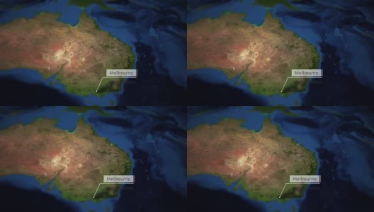 摄像机摇摄澳大利亚地图上的指示牌-墨尔本高清在线视频素材下载