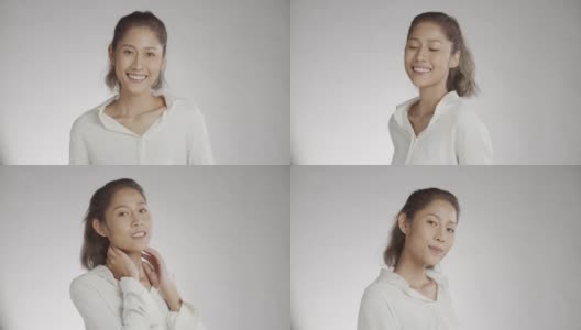 肖像的时尚20年代亚洲女人有美丽的脸和微笑高清在线视频素材下载