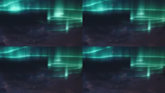 动画北极光发光的轨迹在蓝色和绿色的云和天空在晚上高清在线视频素材下载