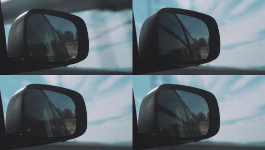 高速公路上的汽车后视镜高清在线视频素材下载