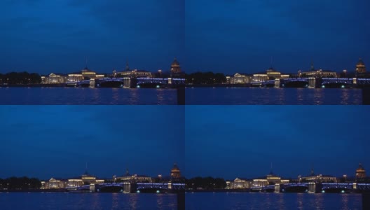 时间流逝在圣彼得堡的离婚宫桥的夜晚。高清在线视频素材下载