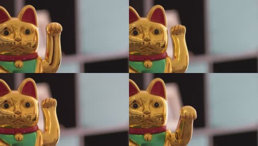 中国的幸运猫，Maneki neko，移动手臂高清在线视频素材下载