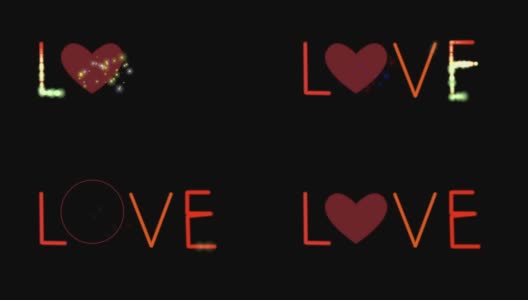 动画单词“LOVE”，心是一个字母O高清在线视频素材下载