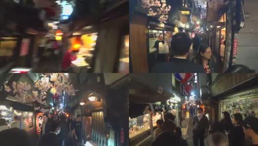 东京新宿传统美食街的个人视角。高清在线视频素材下载