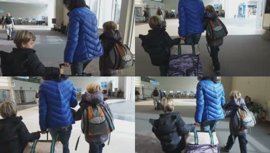 家人步行穿过机场高清在线视频素材下载