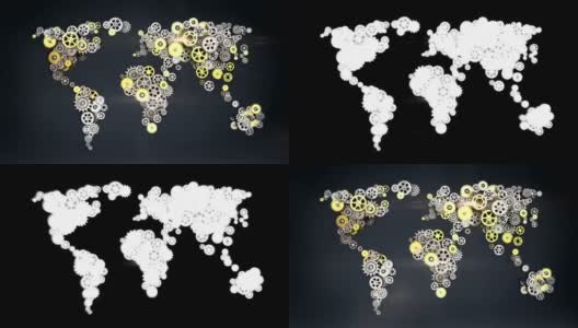 钢制金齿轮制作全球地图。人工智能。全球technology.1。高清在线视频素材下载
