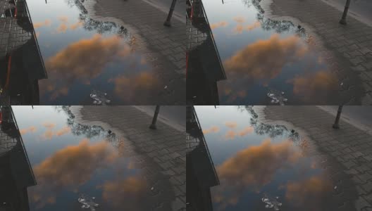 雨坑反映早晨的云和天空高清在线视频素材下载