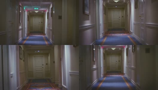在豪华酒店或豪华大厦的长廊上行走的视角高清在线视频素材下载