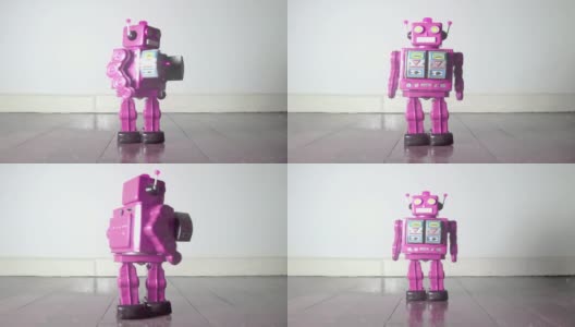 粉红色的机器人玩具高清在线视频素材下载