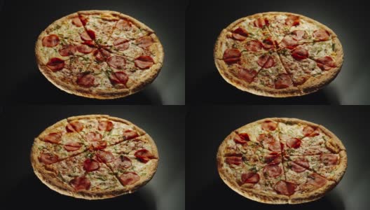 大披萨在空中旋转(悬浮)高清在线视频素材下载