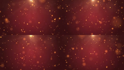 4k分辨率的圣诞背景，散焦金色粒子在红色背景，缓慢下降的白色散焦，闪烁的灯光背景，高清在线视频素材下载