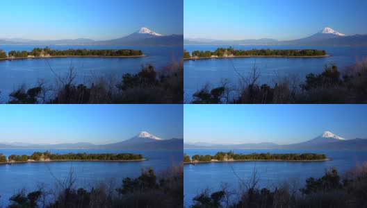 静冈县大崎市的富士山和大海高清在线视频素材下载