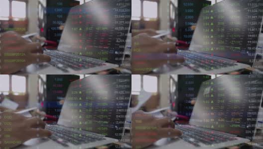 特写用户的手分析和投资在股票市场的网上交易。高清在线视频素材下载