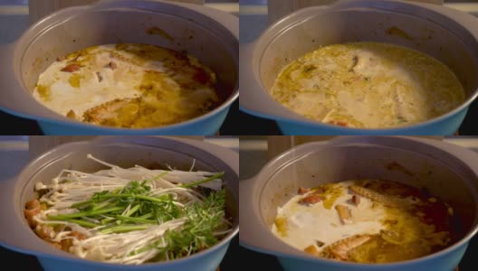 咖喱鸡翅椰奶胡萝卜烹饪时间高清在线视频素材下载