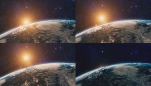 地球上的日出动画。从太空看地球。高清在线视频素材下载