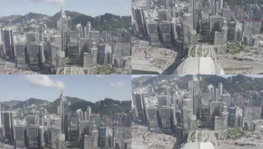描述未分级的10位DLog-M航拍香港城市天际线高清在线视频素材下载