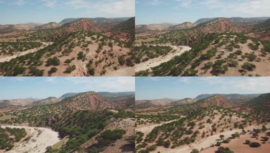 摩洛哥空中的山与摩洛哥坚果树高清在线视频素材下载