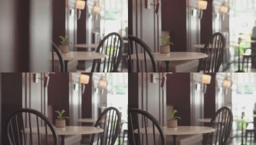 多莉拍摄的咖啡馆和咖啡馆餐厅。高清在线视频素材下载