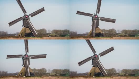 荷兰的传统旋转风车高清在线视频素材下载