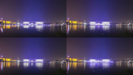 天津音乐喷泉夜景，时光流逝。高清在线视频素材下载