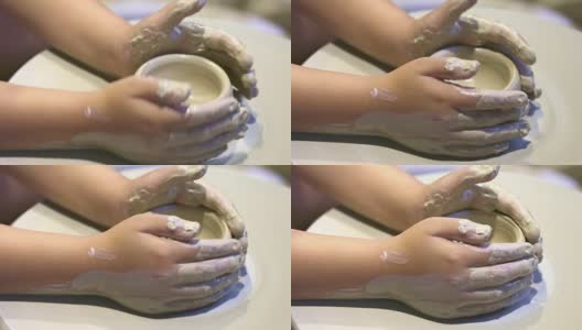 陶轮上的陶器制作高清在线视频素材下载